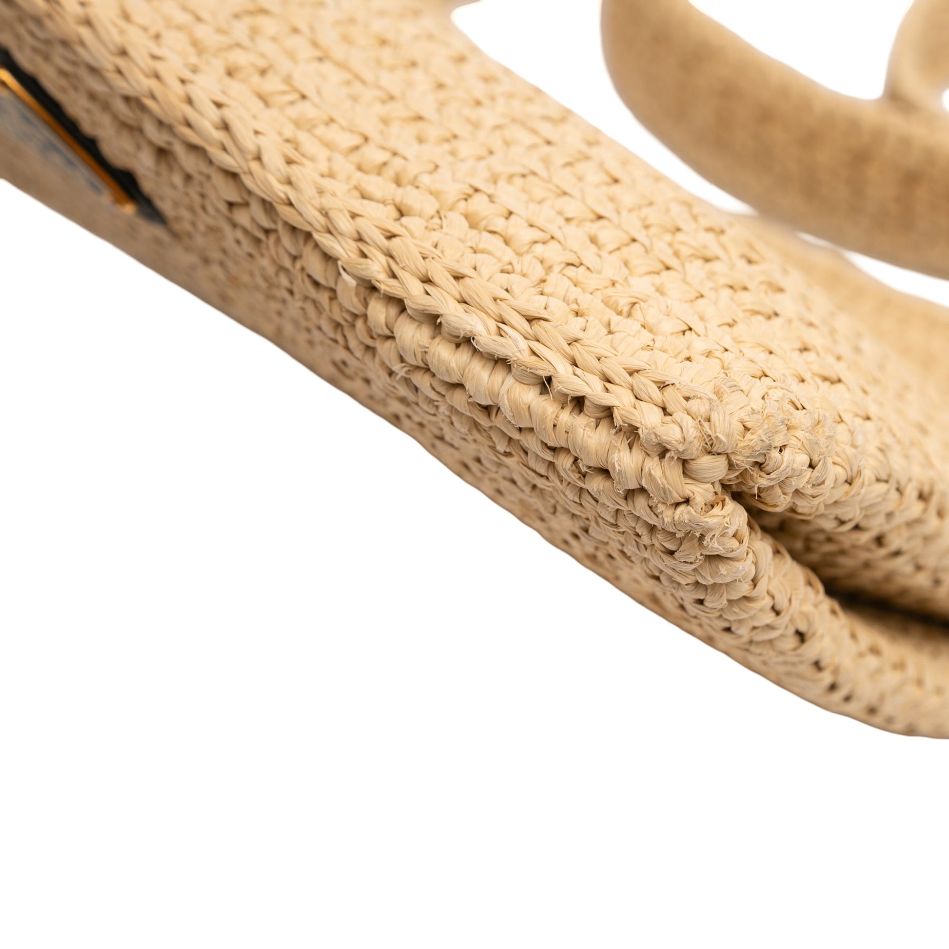 Raffia Effect Crochet Logo Embroidered Crossbody