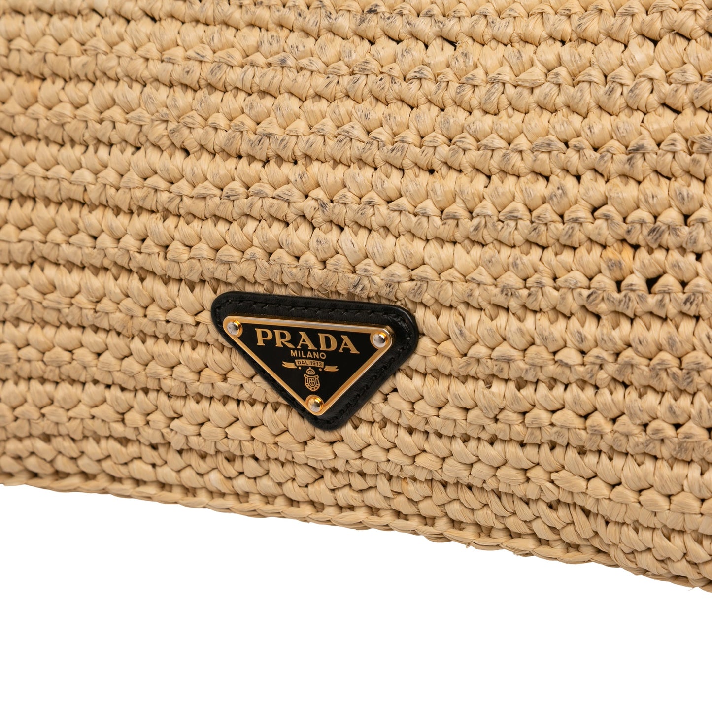 Raffia Effect Crochet Logo Embroidered Crossbody