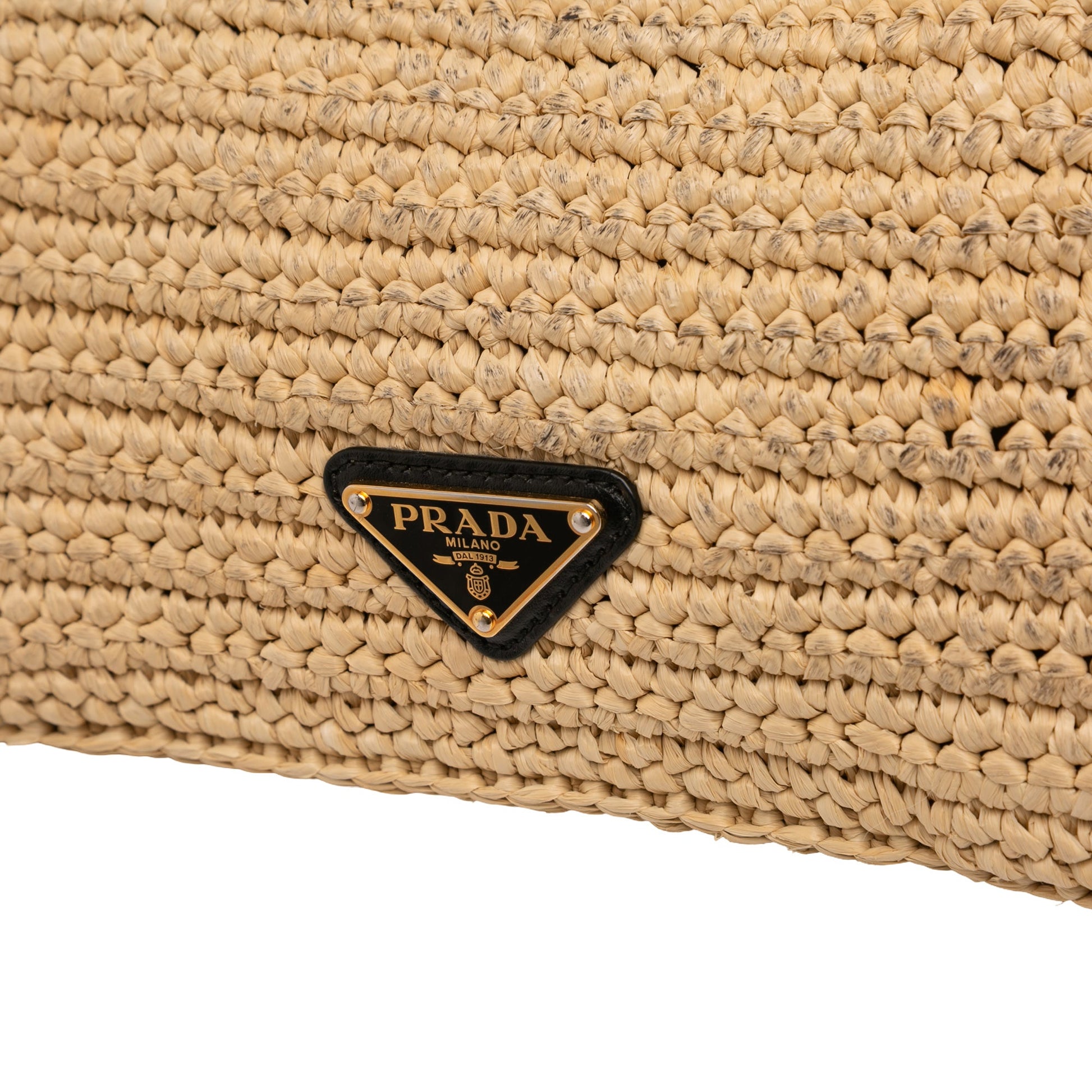 Raffia Effect Crochet Logo Embroidered Crossbody