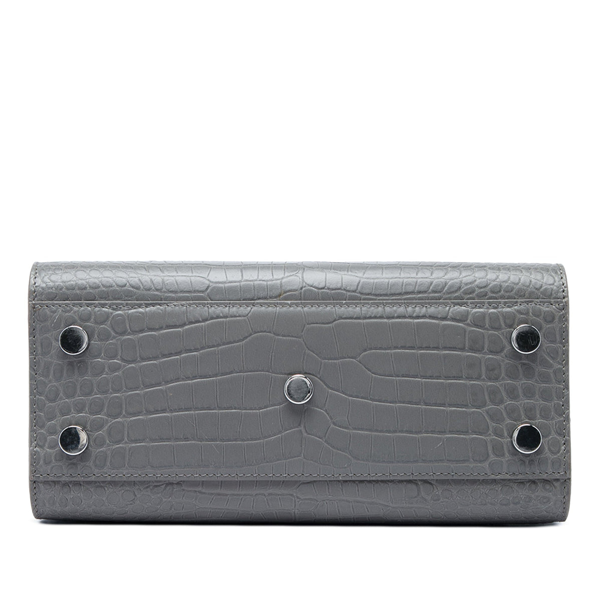 Saint Laurent Nano Croc Embossed Leather Sac De Jour Satchel — Gray