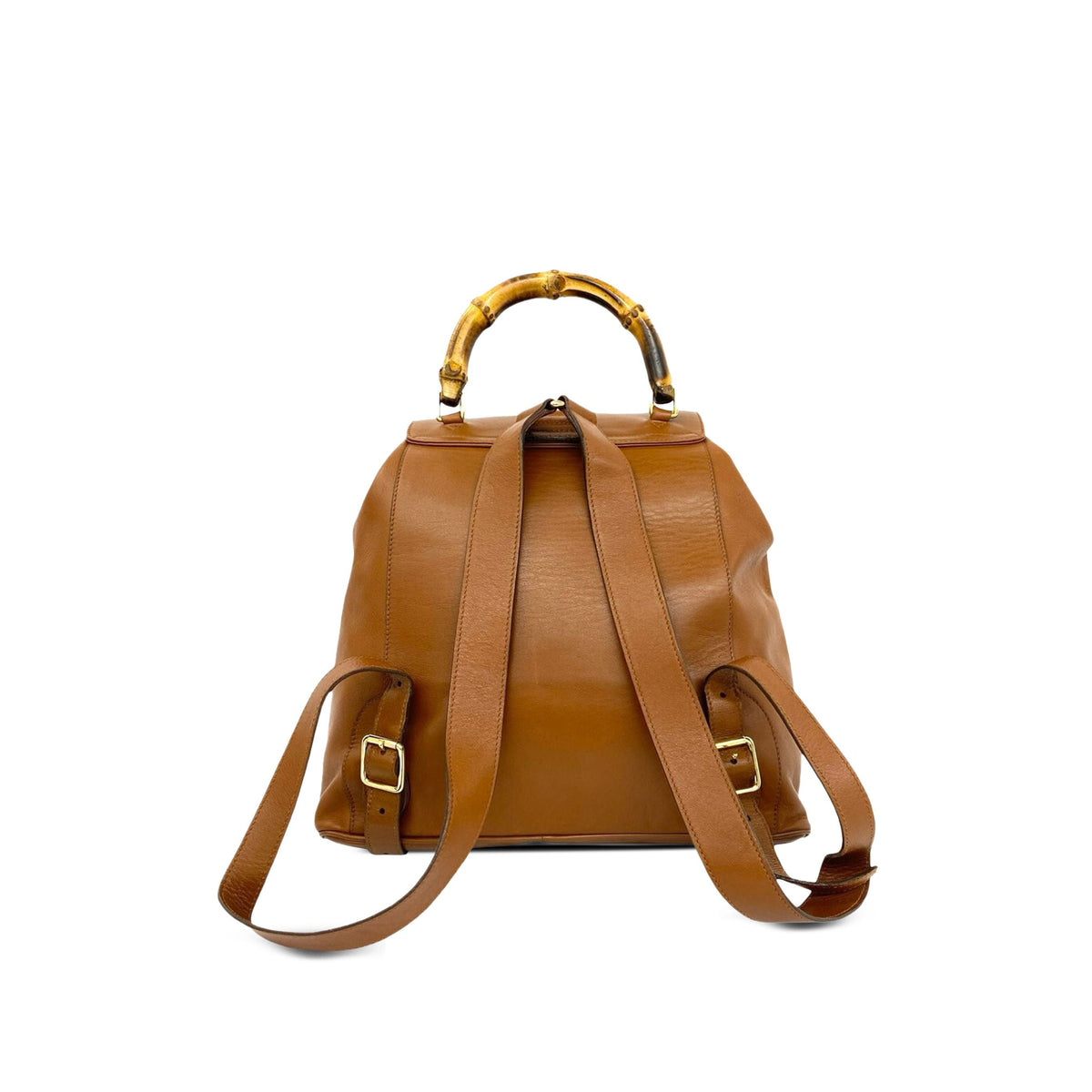 Gucci Large Calfskin Bamboo Drawstring Backpack — Beige