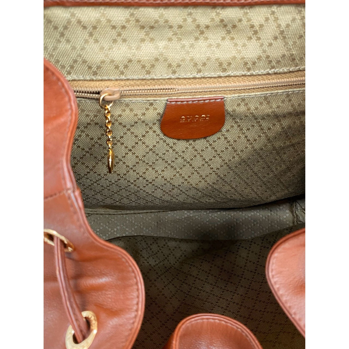 Gucci Large Calfskin Bamboo Drawstring Backpack — Beige