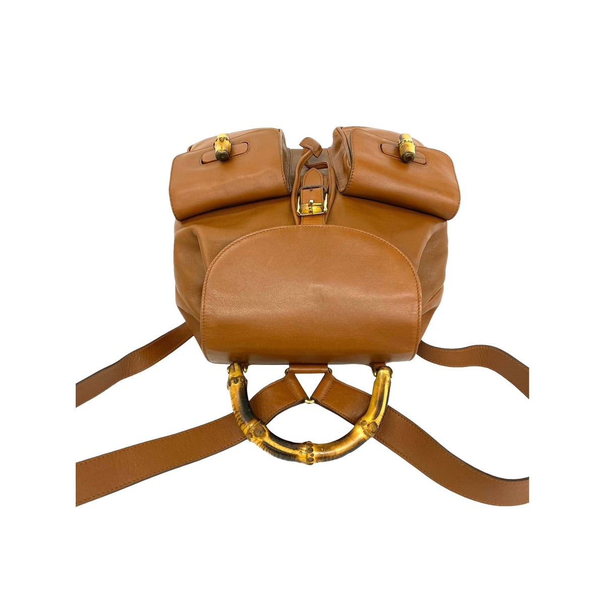 Gucci Large Calfskin Bamboo Drawstring Backpack — Beige