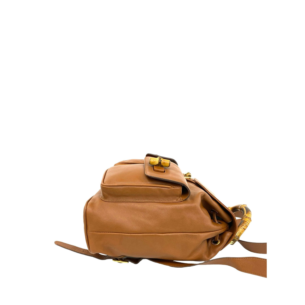 Gucci Large Calfskin Bamboo Drawstring Backpack — Beige
