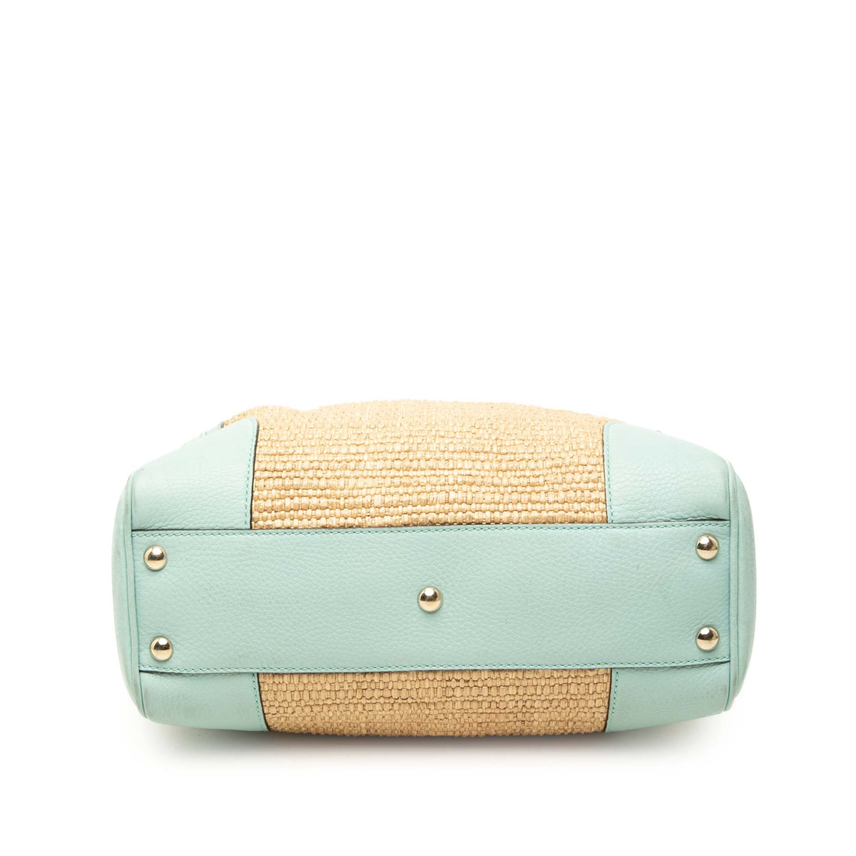 Gucci Small Raffia Bamboo Shopper Satchel — Brown