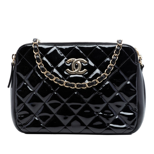 Chanel CC Quilted Patent Double Zip Camera Bag