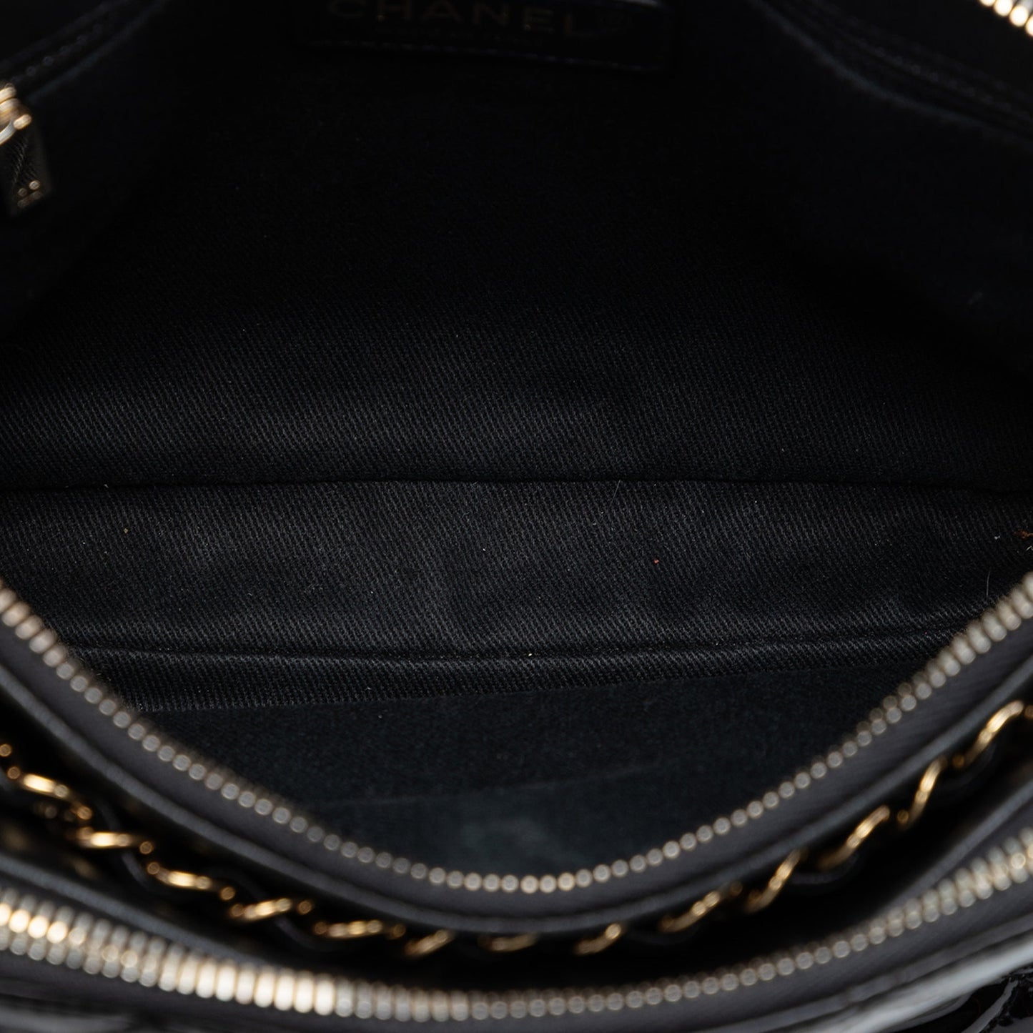 Chanel CC Quilted Patent Double Zip Camera Bag
