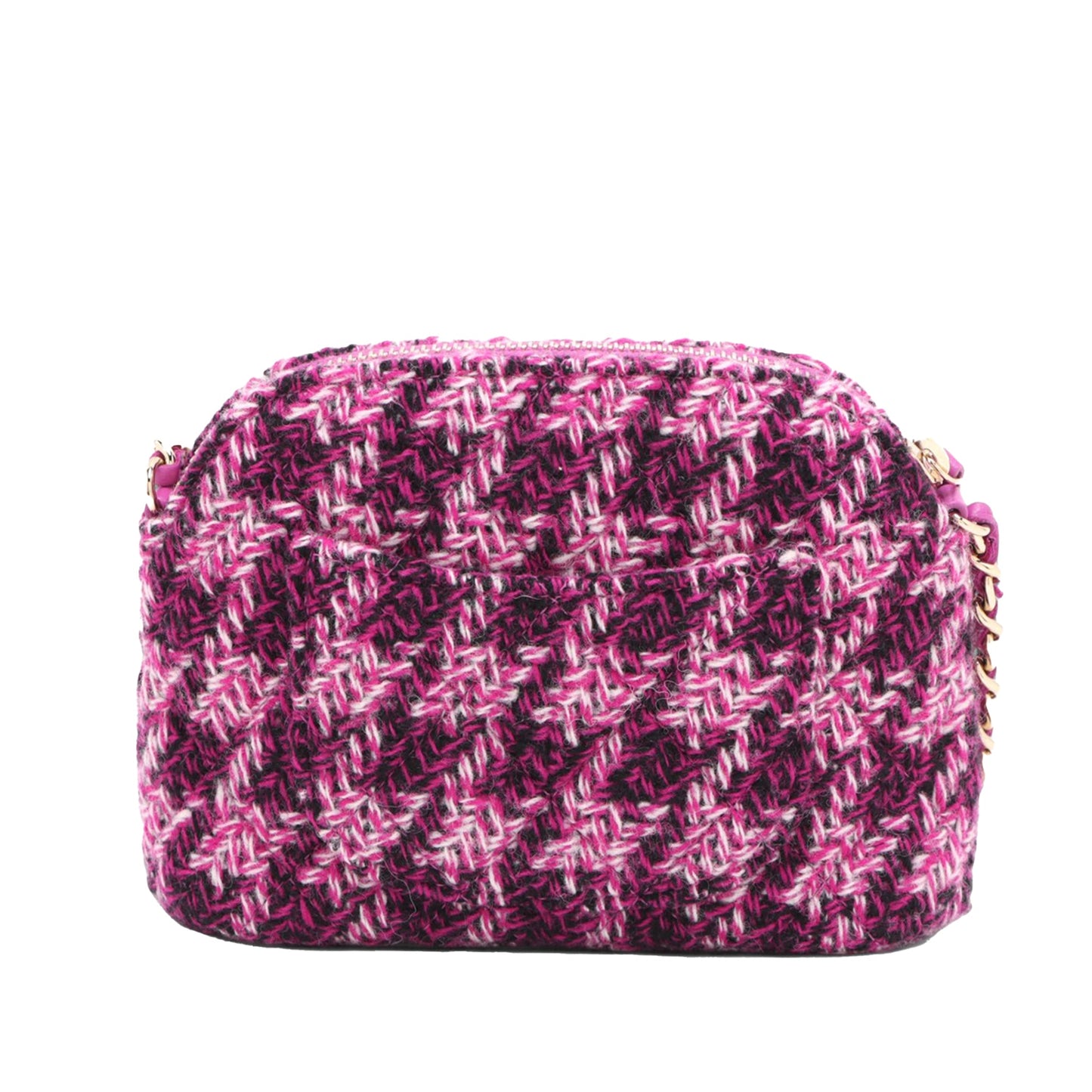 Chanel Mini CC Quilted Tweed Clutch With Chain