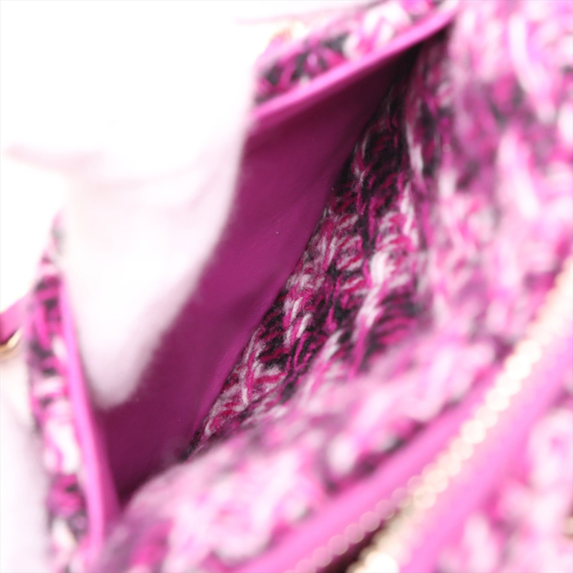 Chanel Mini CC Quilted Tweed Clutch With Chain