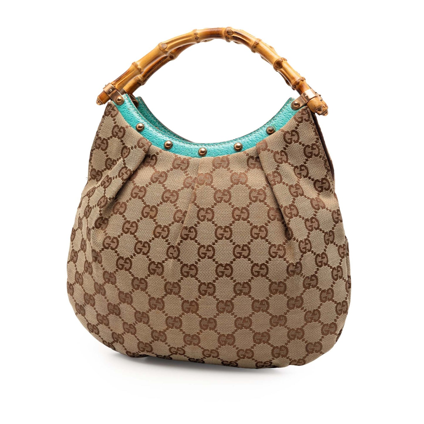 Gucci Studded GG Canvas Bamboo Hobo