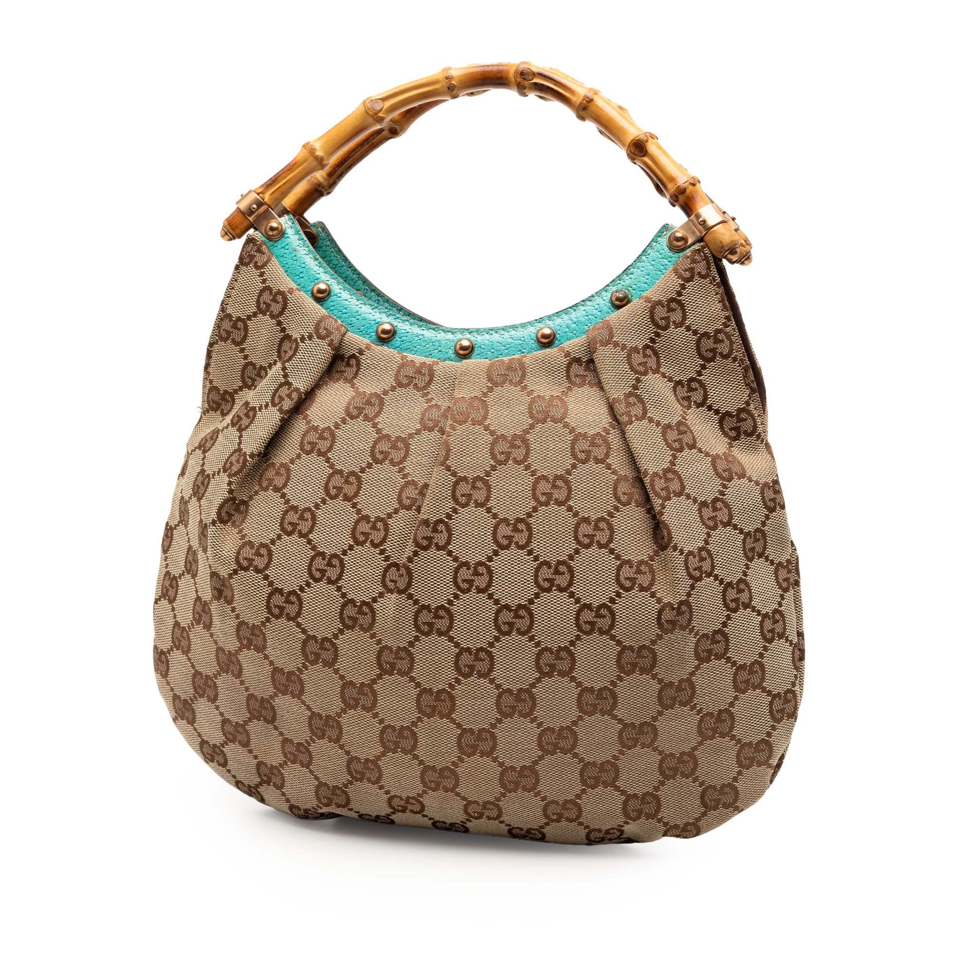 Gucci Studded GG Canvas Bamboo Hobo