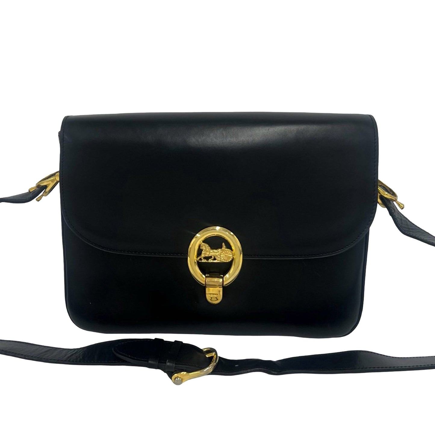 Celine Leather Logo Horse Carriage Crossbody