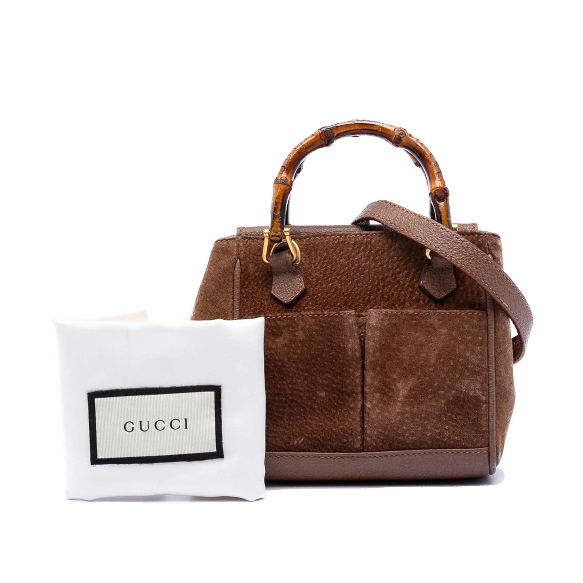 Gucci Mini Suede Bamboo Satchel