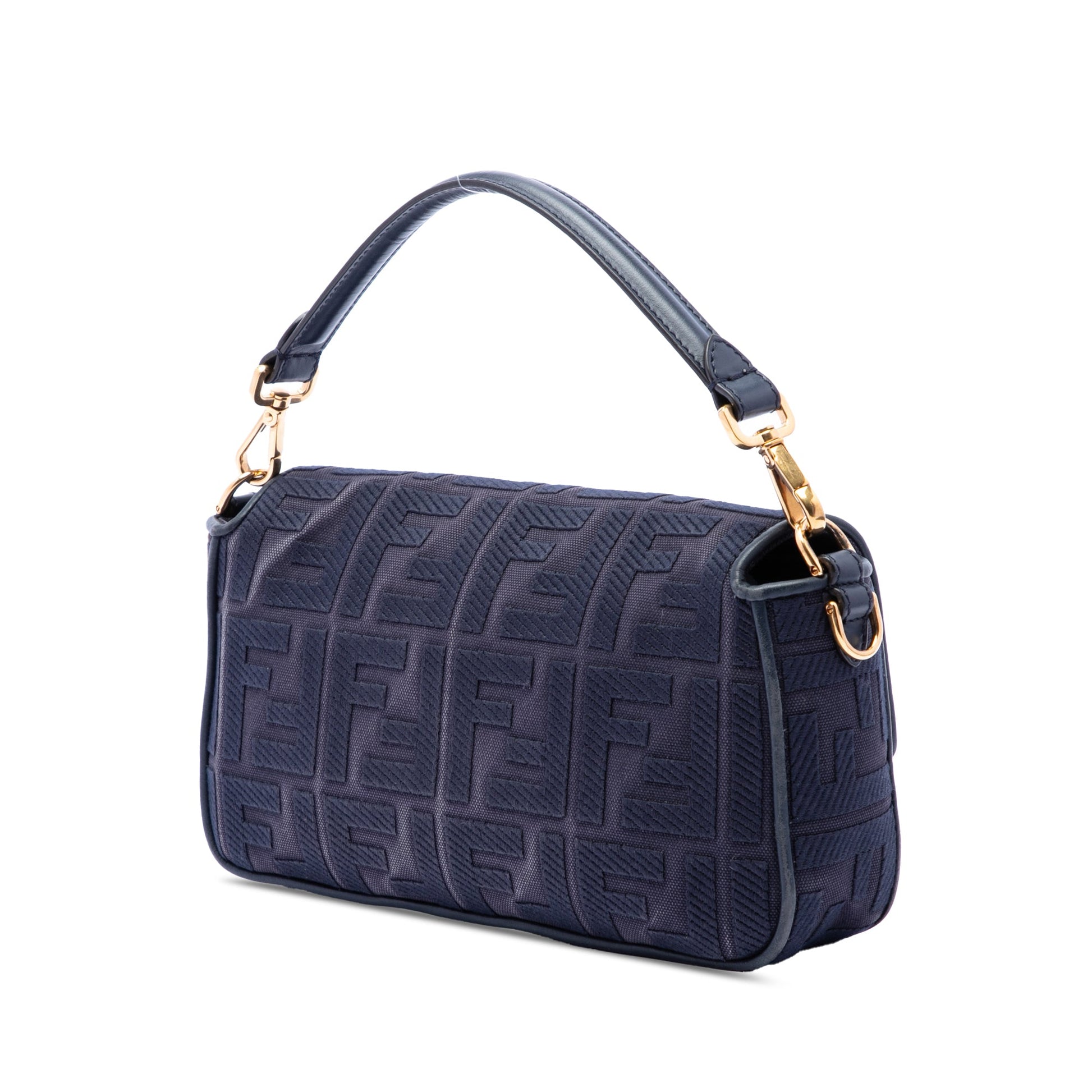 Fendi Zucca Embroidered Canvas Baguette Satchel