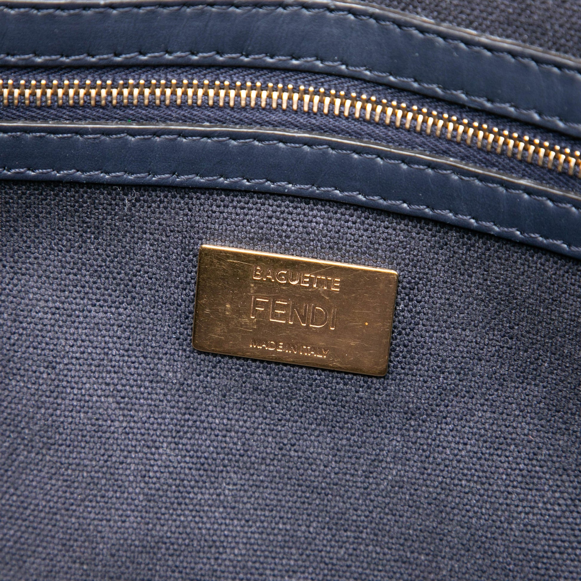 Fendi Zucca Embroidered Canvas Baguette Satchel