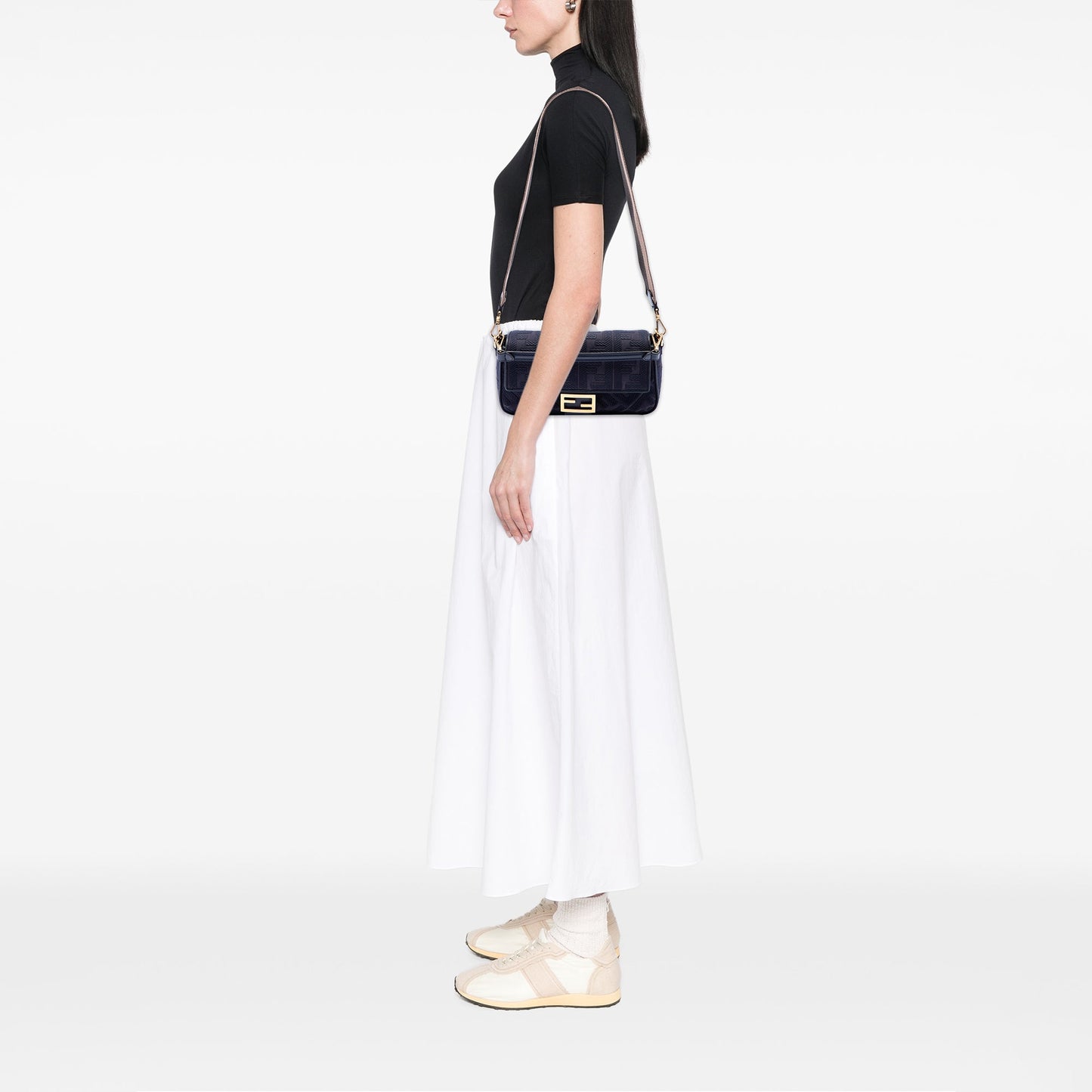 Fendi Zucca Embroidered Canvas Baguette Satchel