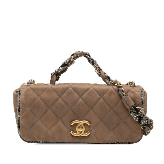 Chanel Small Quilted Lambskin and Tweed Chain Flap