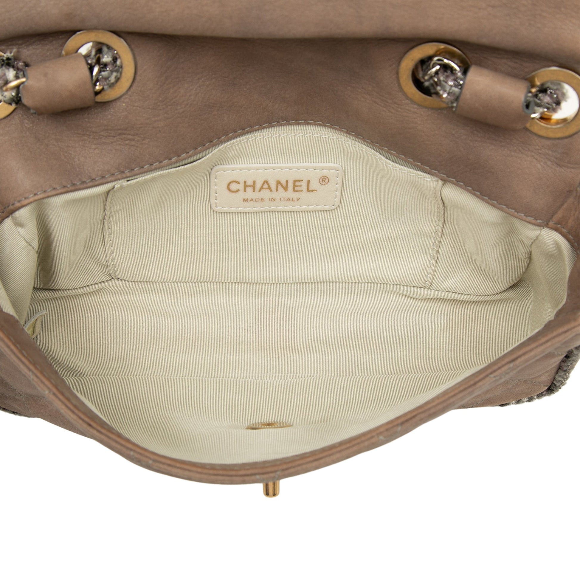 Chanel Small Quilted Lambskin and Tweed Chain Flap