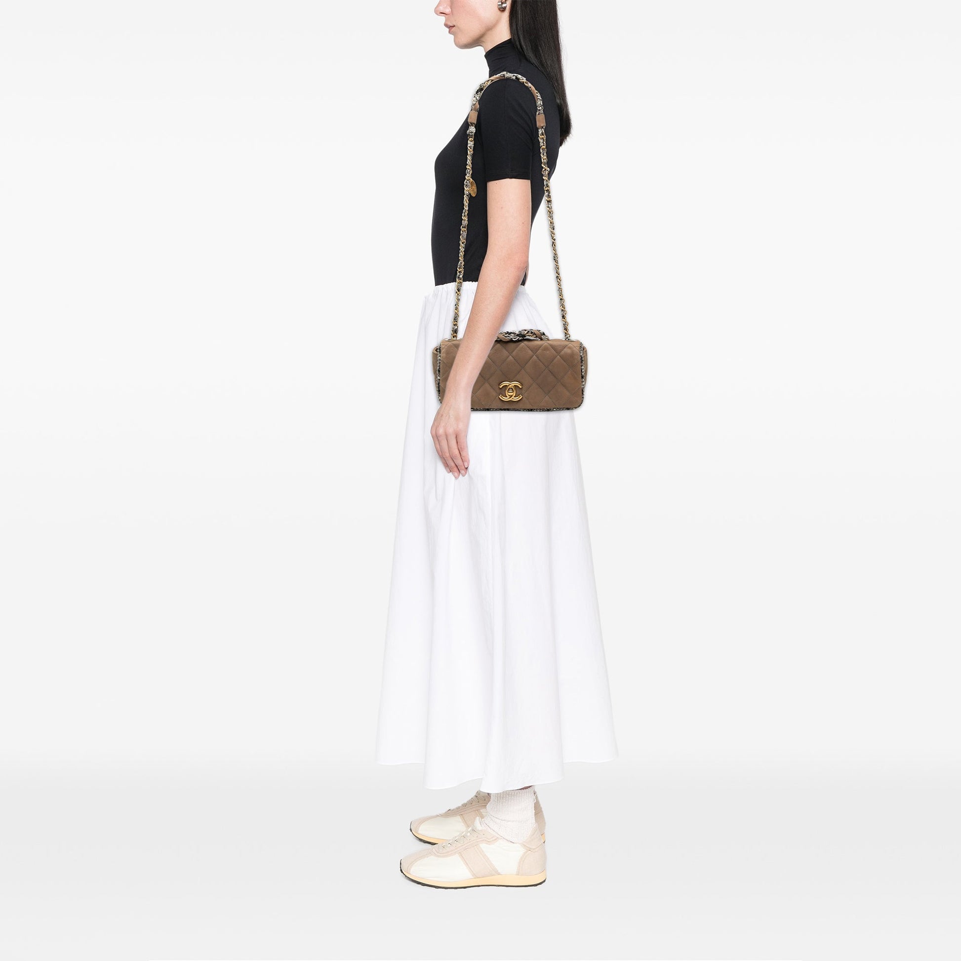 Chanel Small Quilted Lambskin and Tweed Chain Flap