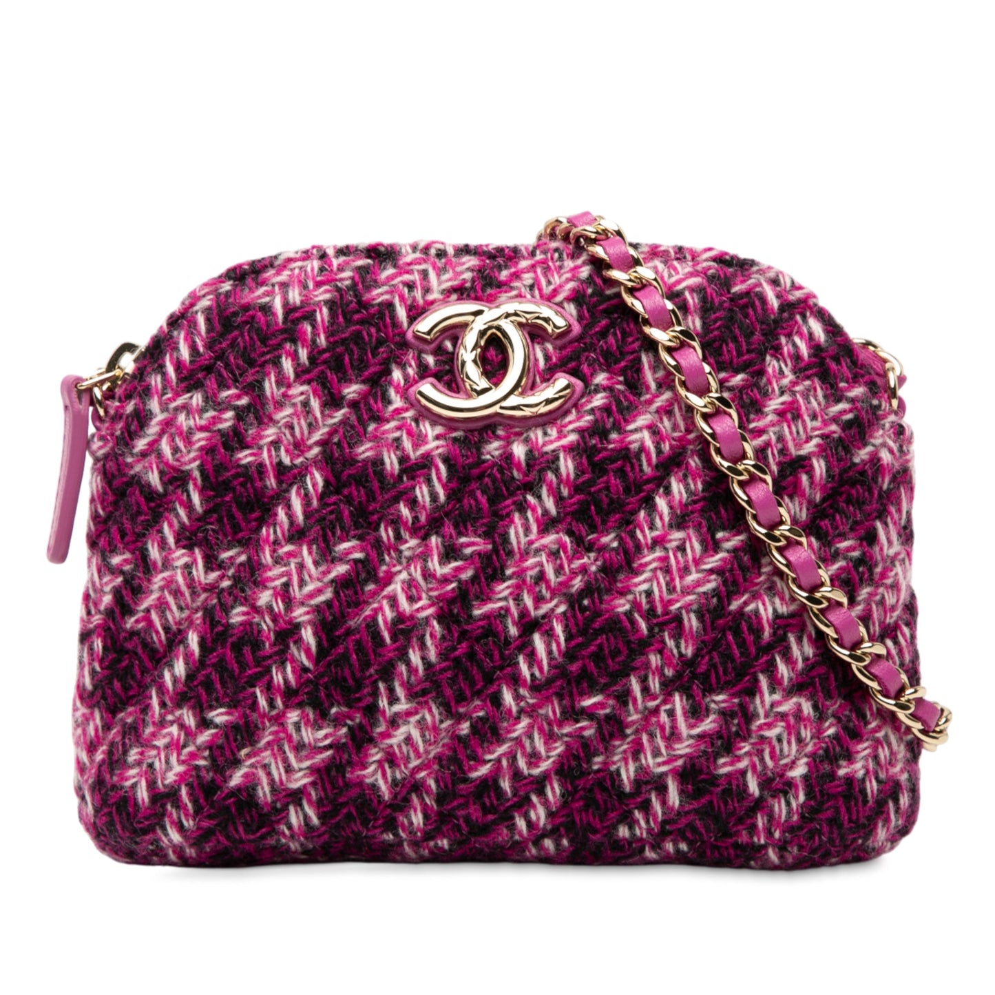 Chanel CC Tweed Houndstooth Clutch On Chain