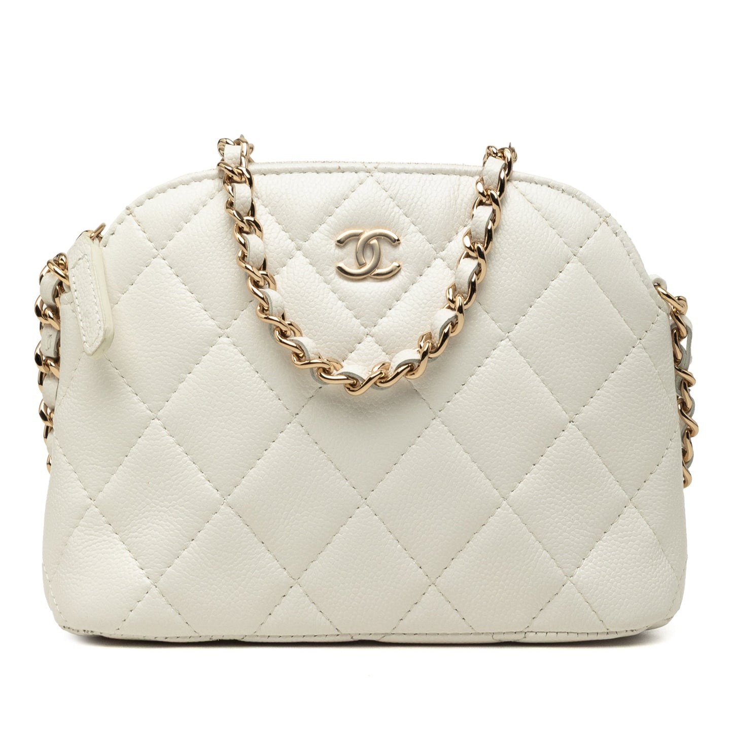 Chanel Mini CC Quilted Caviar Dome Clutch with Chain