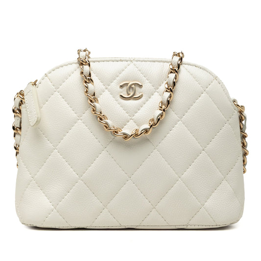 Chanel Mini CC Quilted Caviar Dome Clutch with Chain