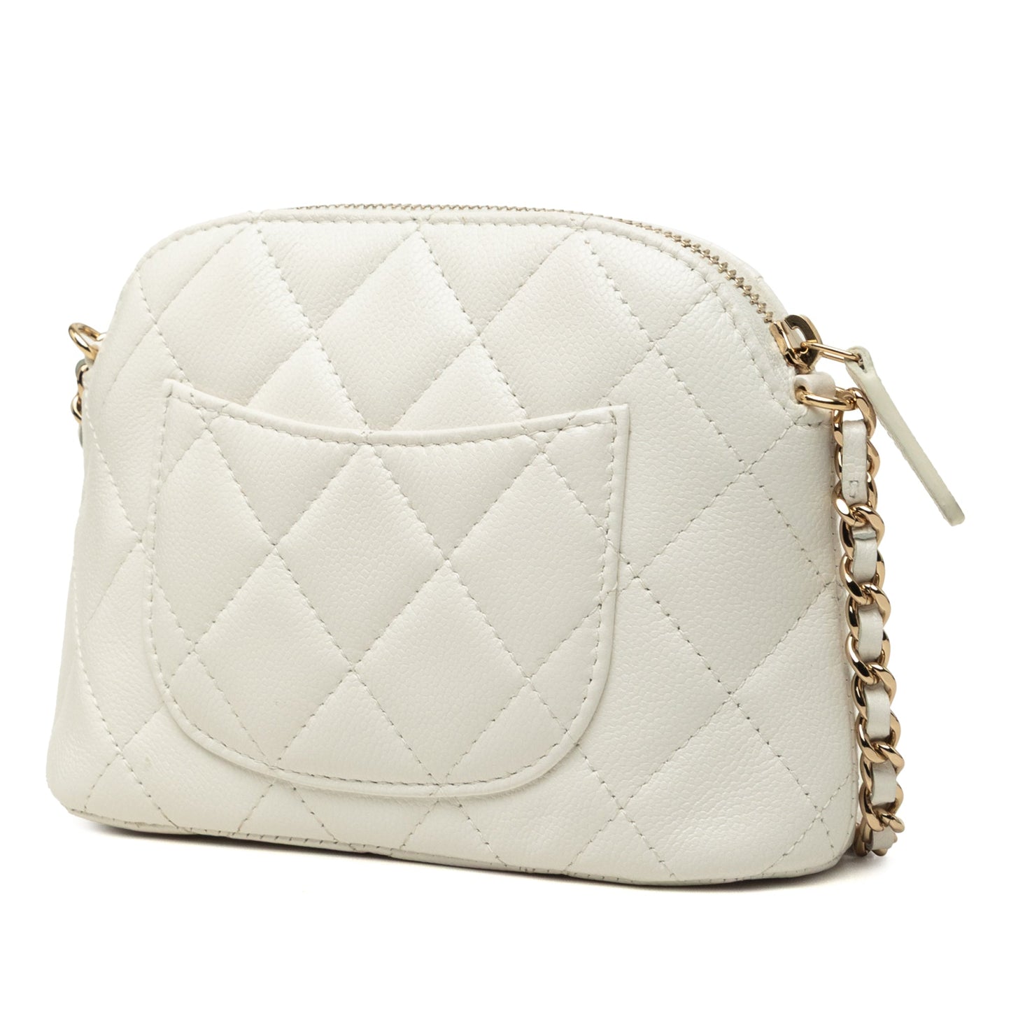 Chanel Mini CC Quilted Caviar Dome Clutch with Chain