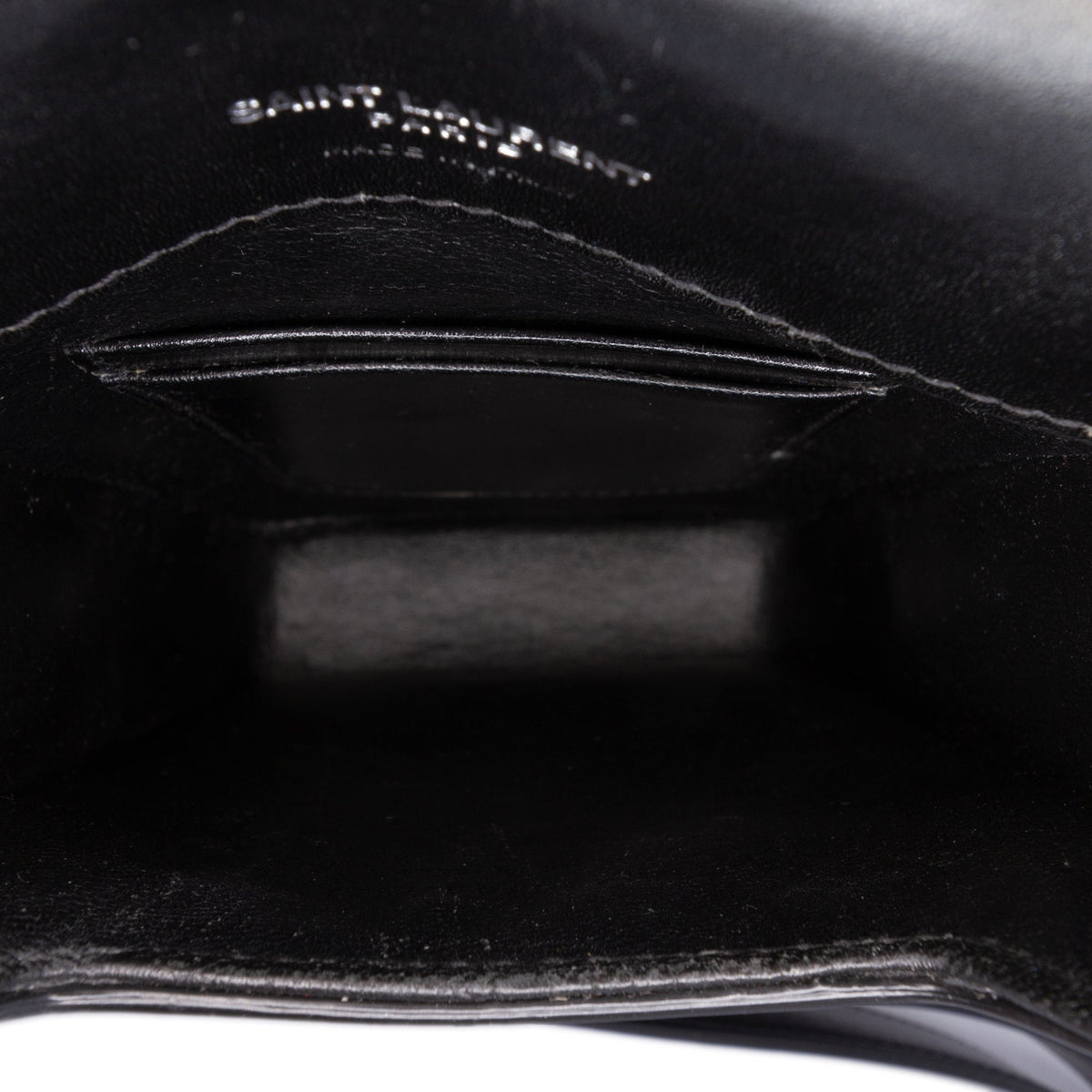 Saint Laurent Mini Calfskin Solferino Phone Case — Black