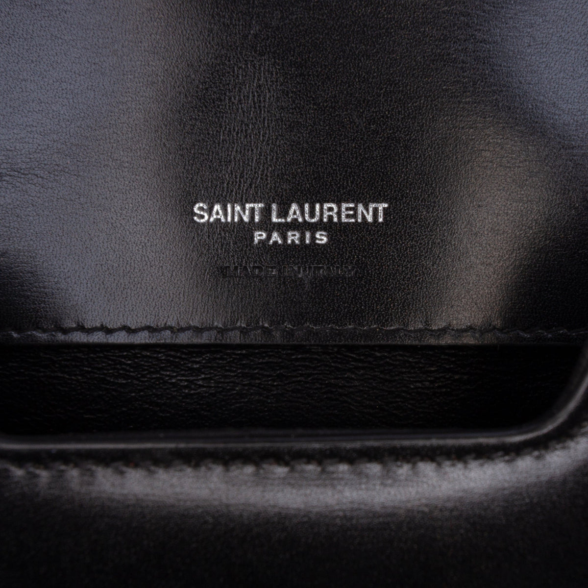 Saint Laurent Mini Calfskin Solferino Phone Case — Black
