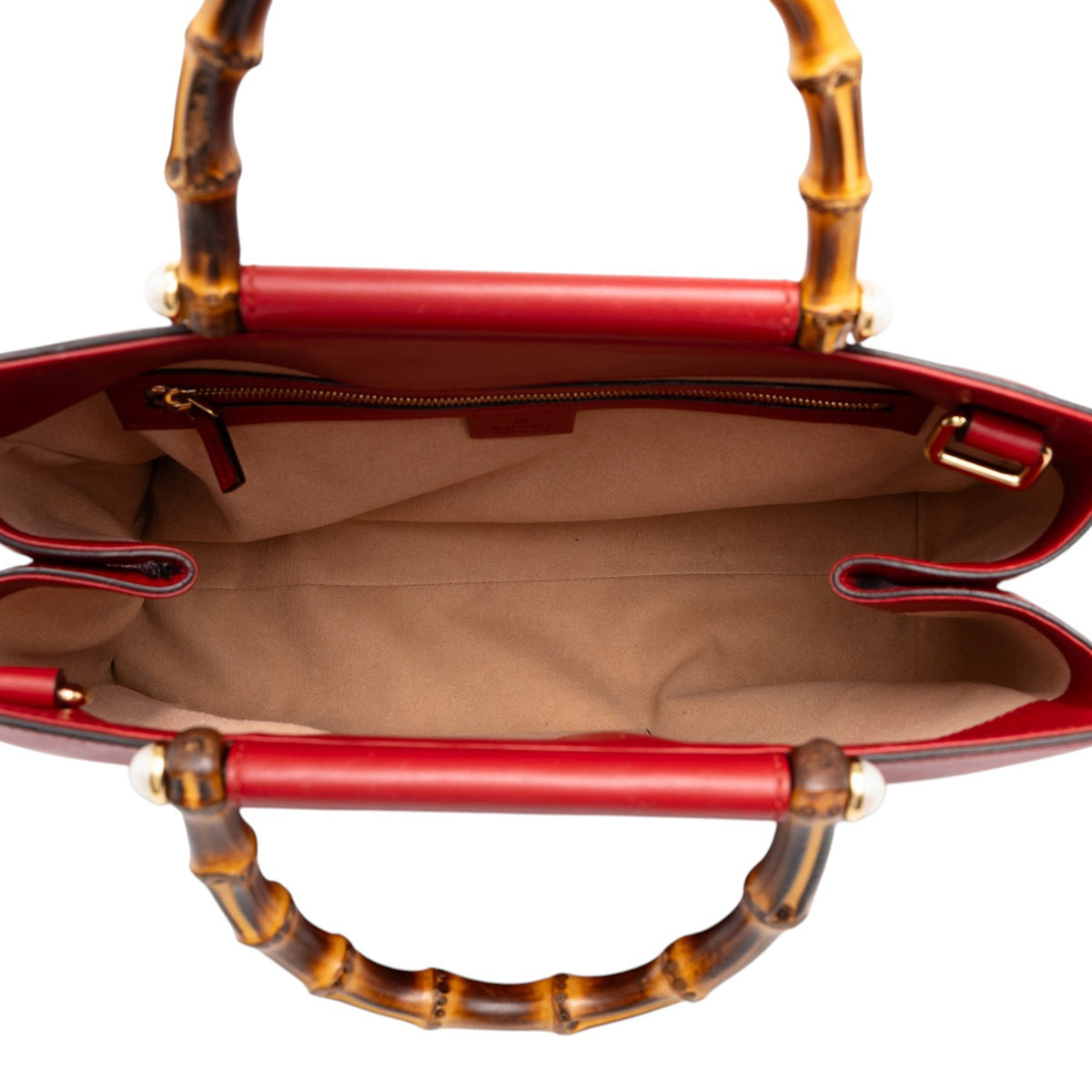 Gucci Medium Calfskin Bamboo Nymphaea Satchel — Red