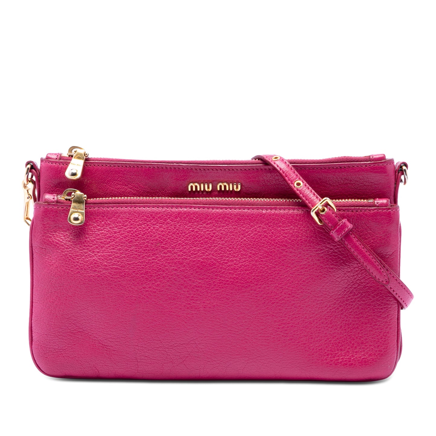 Miu Miu Goatskin Madras Double Zip Crossbody