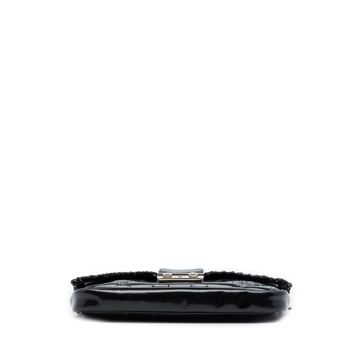 Dior Perforated Patent Cannage New Lock Ruffle Pouch Crossbody