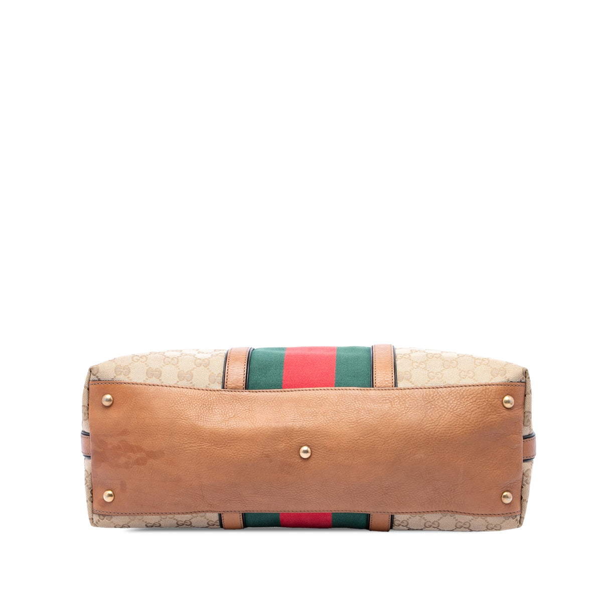 Gucci Medium GG Canvas Web Rania Top Handle Bag — Beige