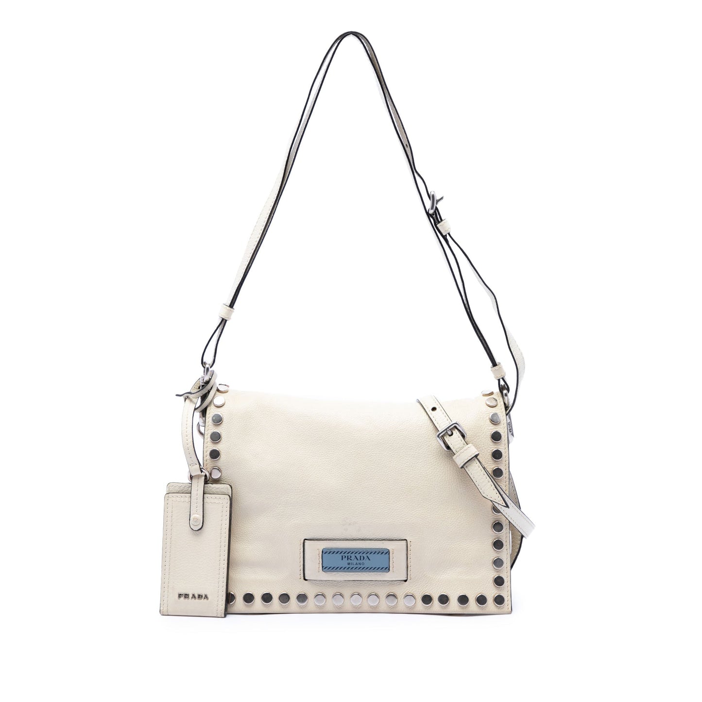 Prada Glace Calfskin Studded Etiquette Flap