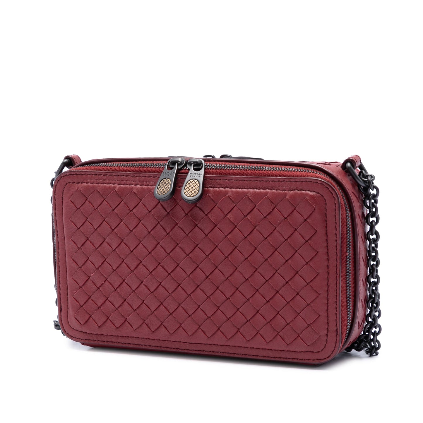 Bottega Veneta Nappa Intrecciato Double Zip Shoulder Bag