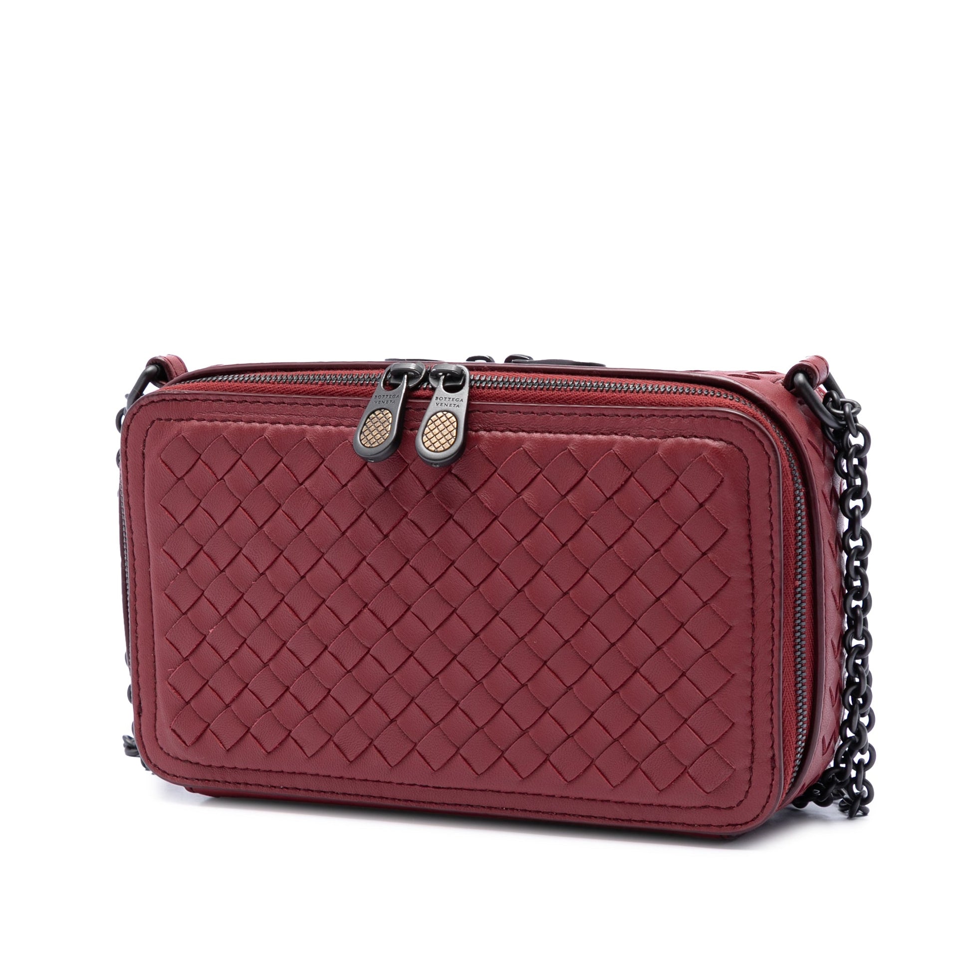 Bottega Veneta Nappa Intrecciato Double Zip Shoulder Bag