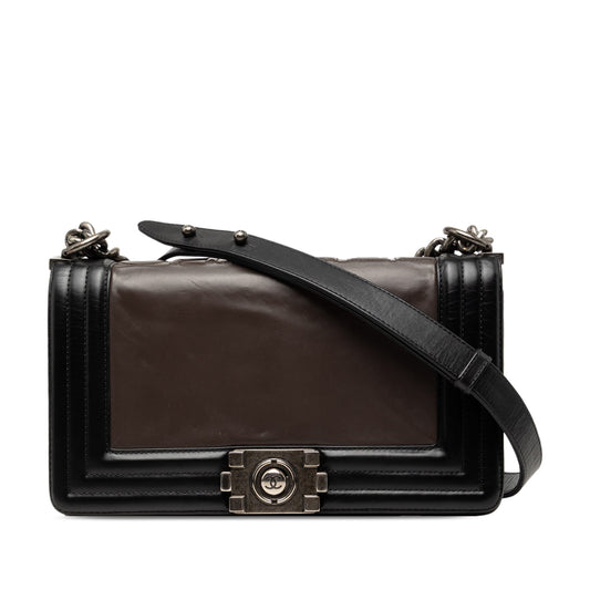 Chanel Old Medium Bicolor Glazed Calfskin Boy Flap