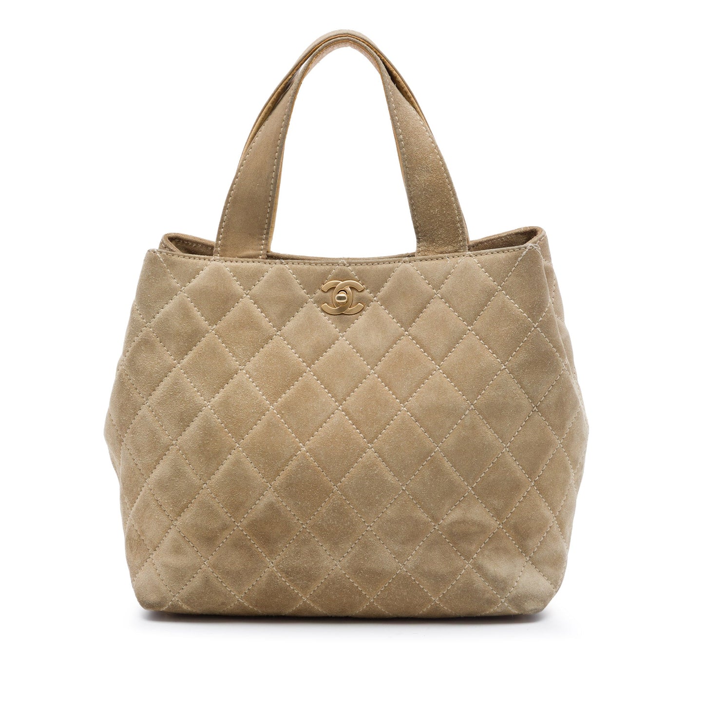 Chanel Mini CC Quilted Suede Shopping Tote