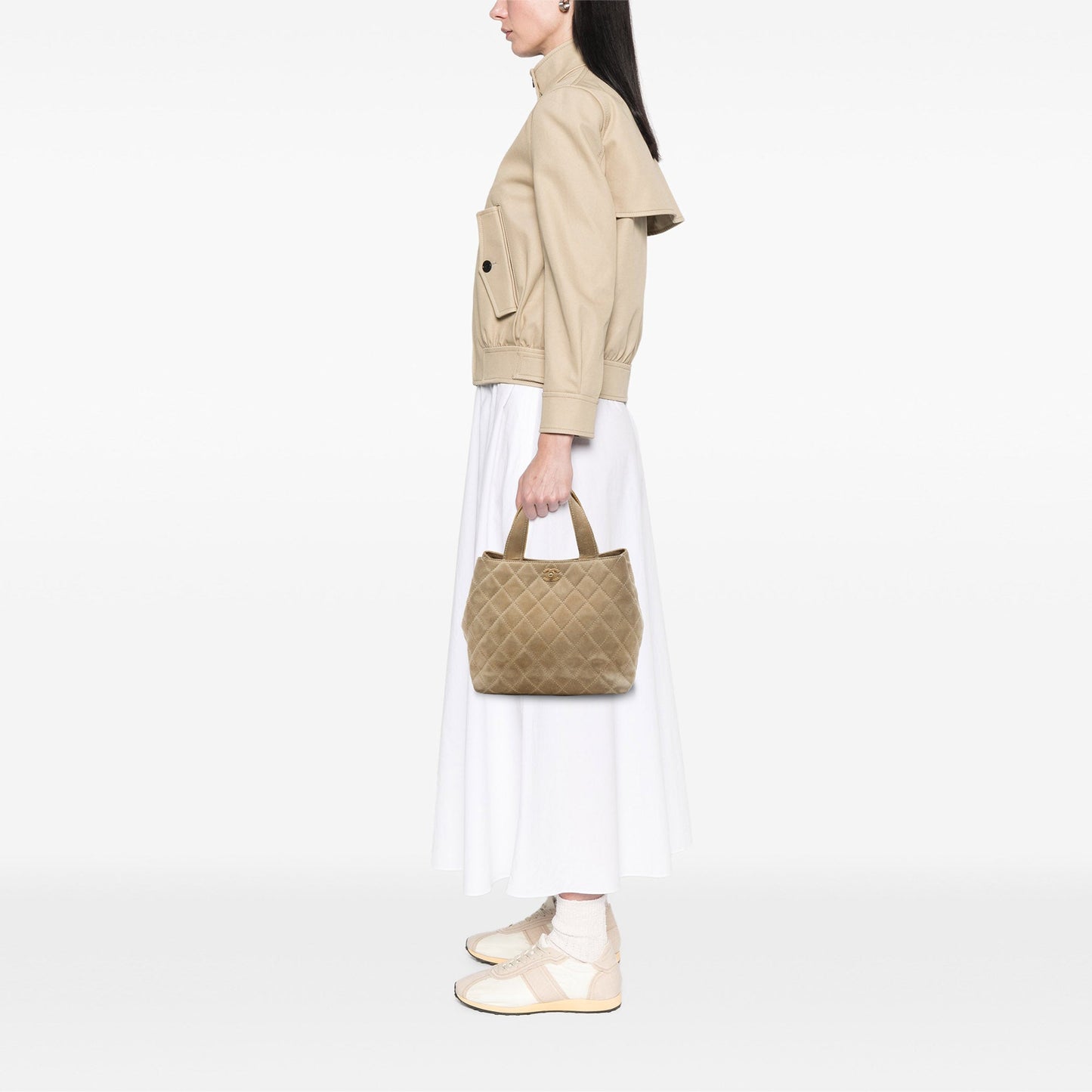 Chanel Mini CC Quilted Suede Shopping Tote