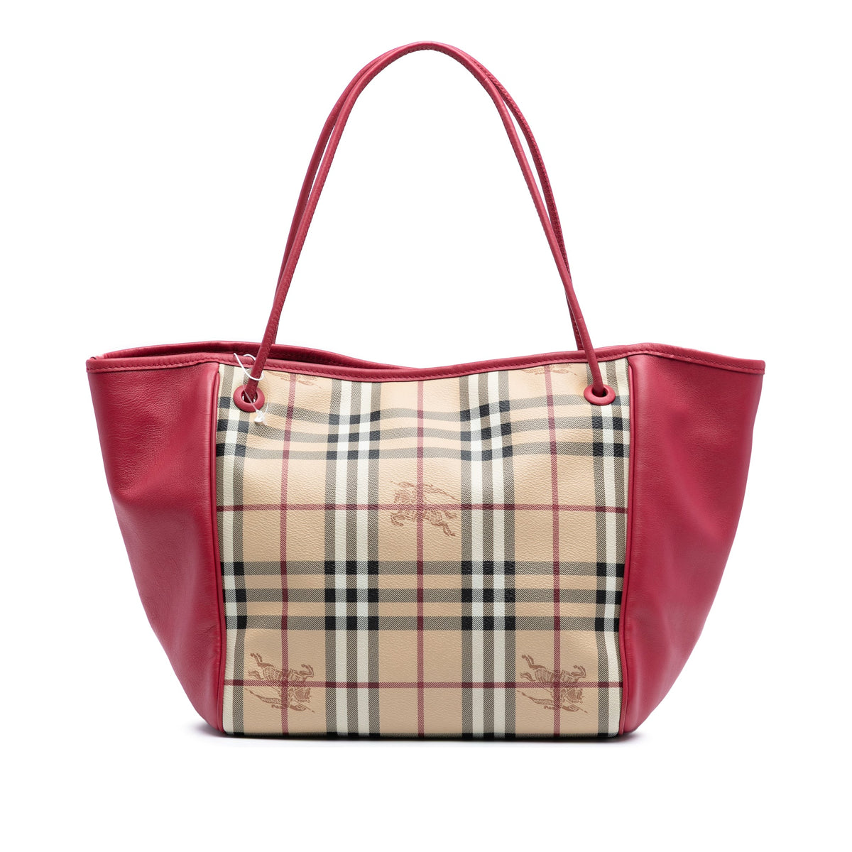 Burberry Small Haymarket Check Coated Canvas and Calfskin Canterbury Tote — Beige