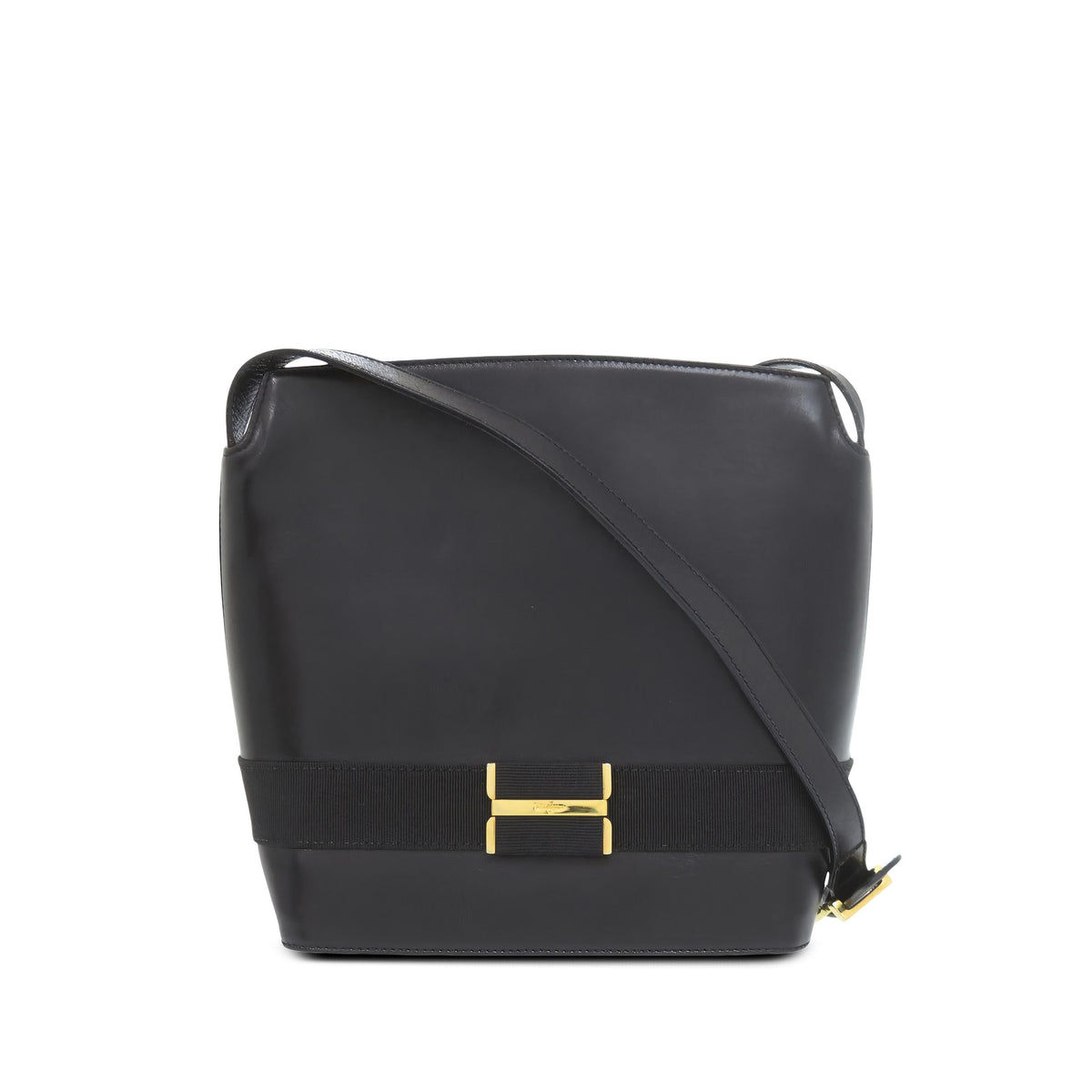 Ferragamo Leather Gancini Crossbody Bag — Black