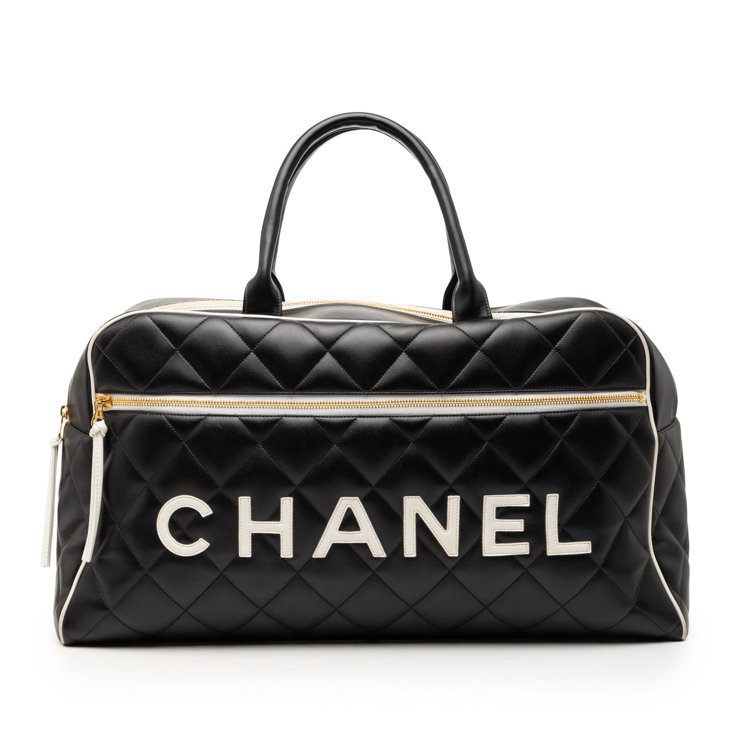 Chanel Quilted Calfskin Logo Bowler Weekend Bag