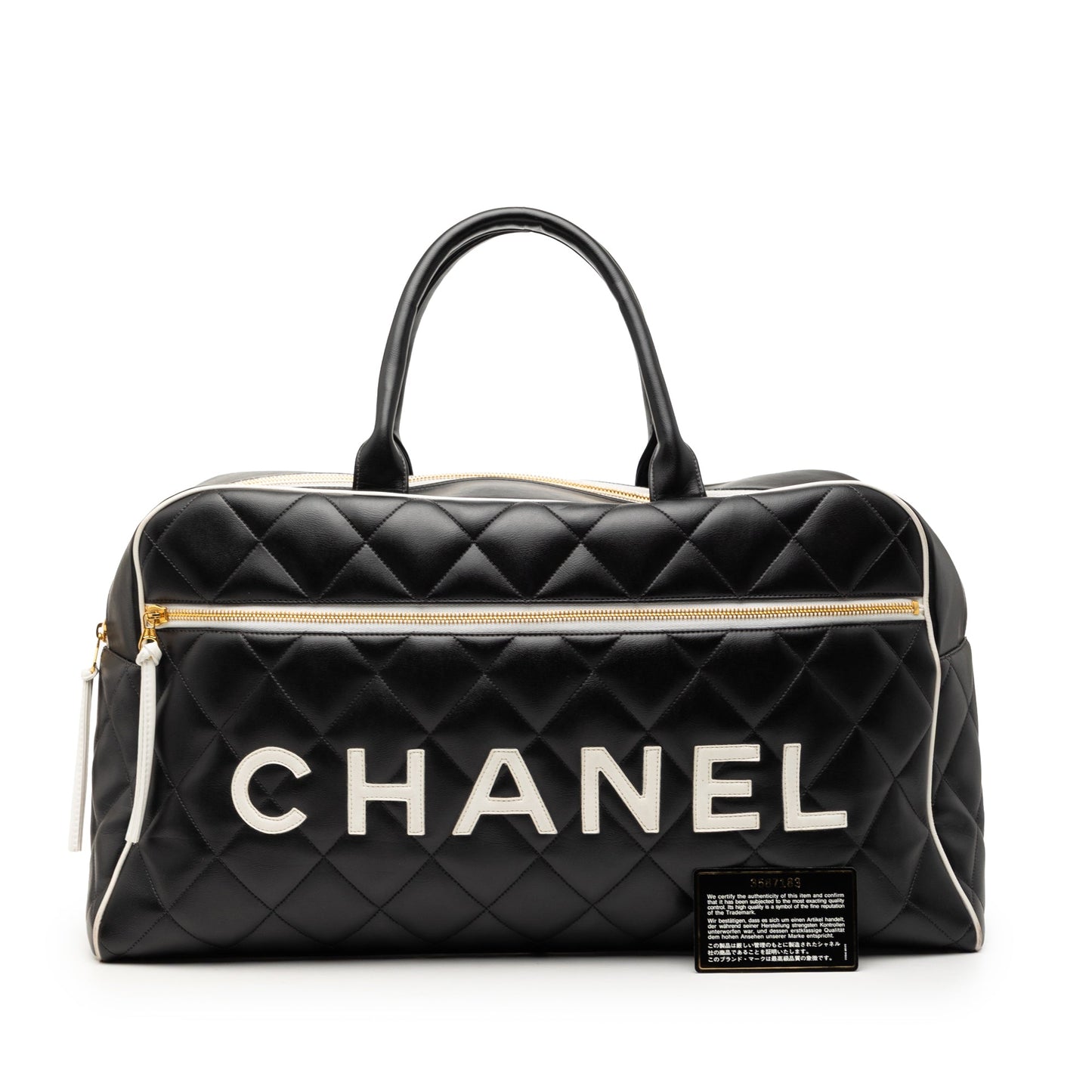 Chanel Quilted Calfskin Logo Bowler Weekend Bag