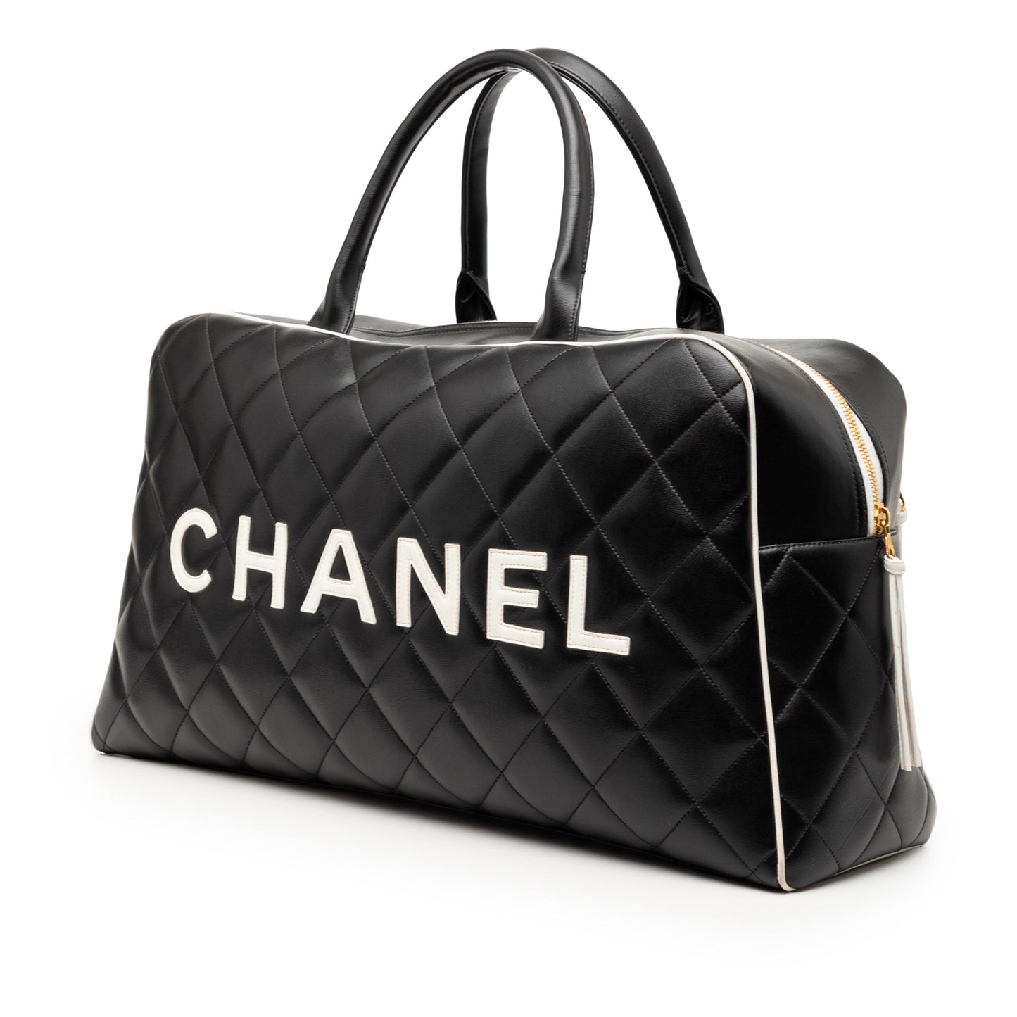 Chanel Quilted Calfskin Logo Bowler Weekend Bag