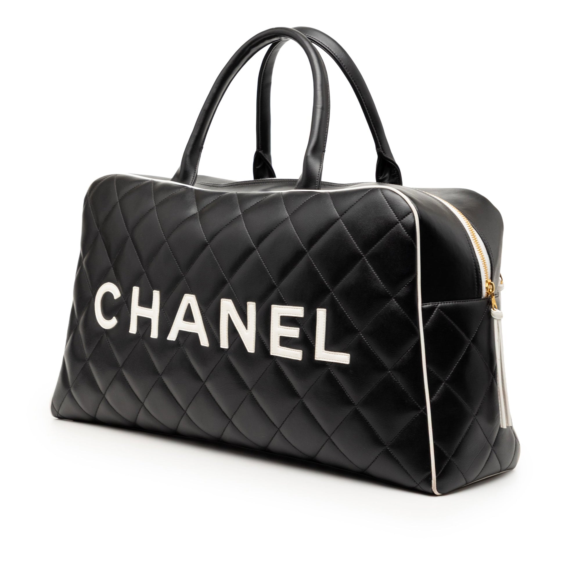 Chanel Quilted Calfskin Logo Bowler Weekend Bag