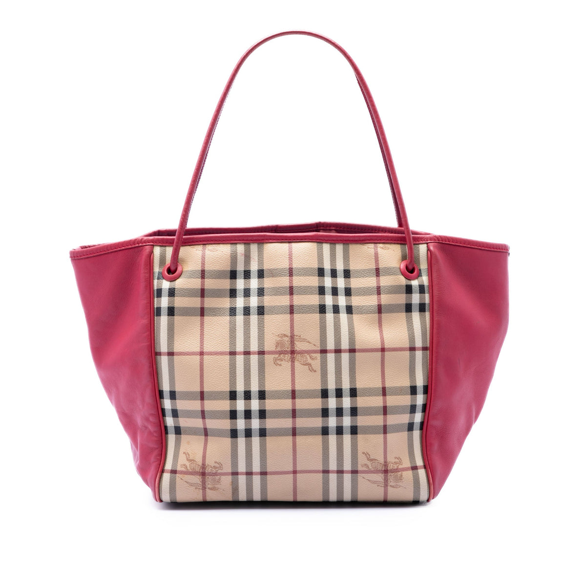 Burberry Small Haymarket Check Coated Canvas and Calfskin Canterbury Tote