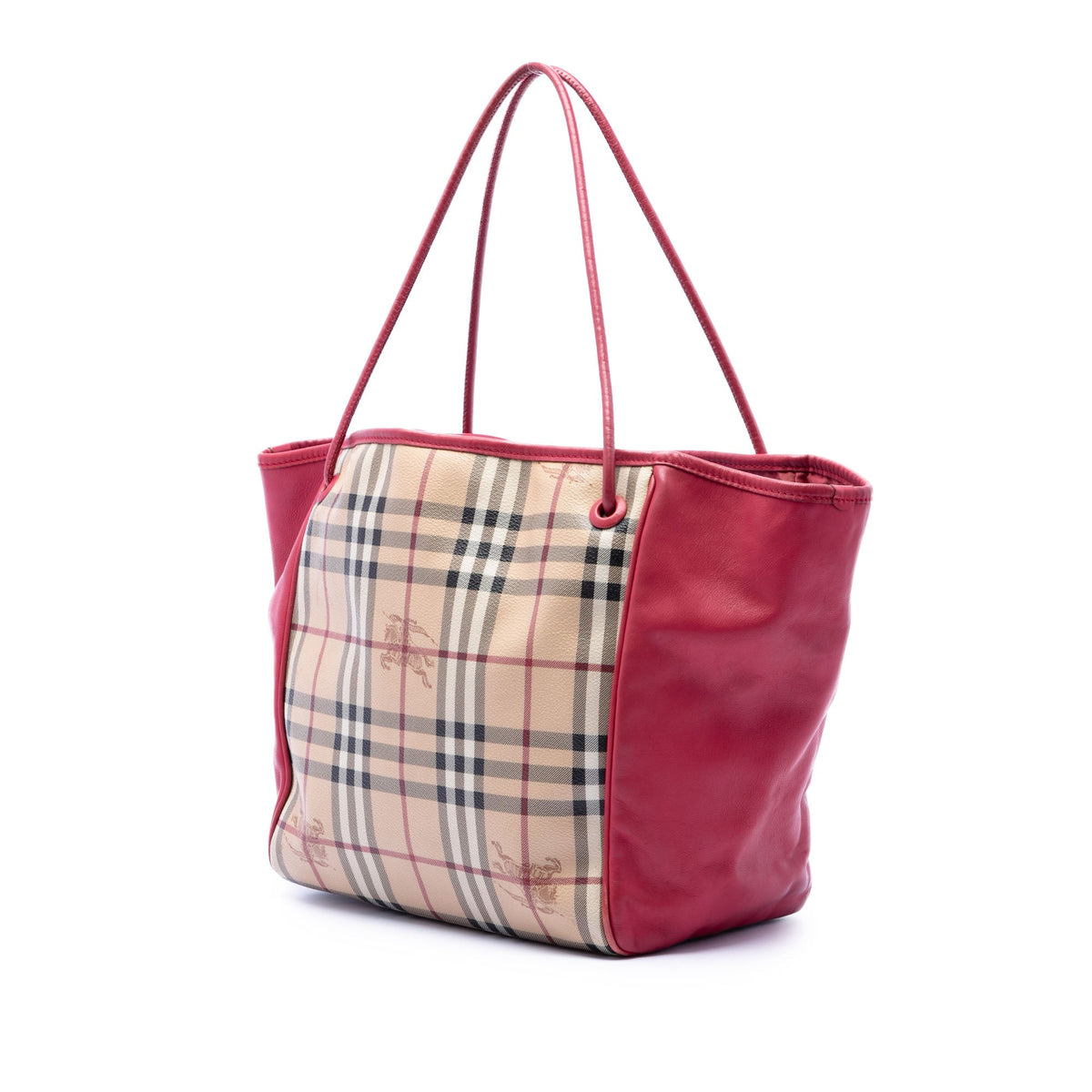 Burberry Small Haymarket Check Coated Canvas and Calfskin Canterbury Tote