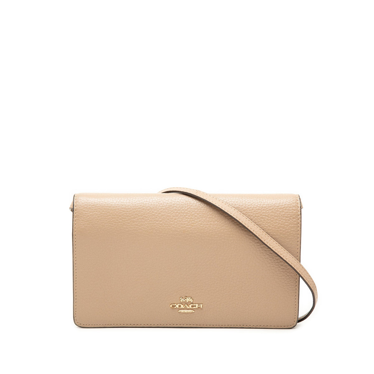 Coach Pebbled Leather Anna Foldover Clutch Crossbody