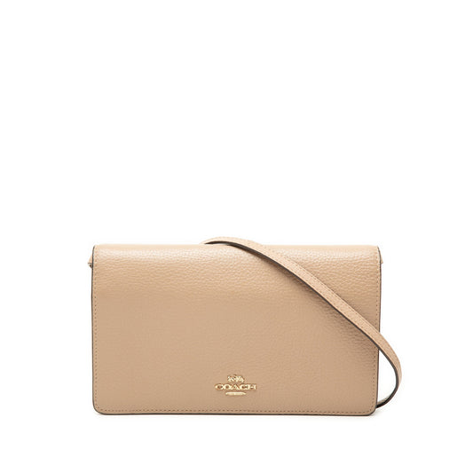 Coach Pebbled Leather Anna Foldover Clutch Crossbody