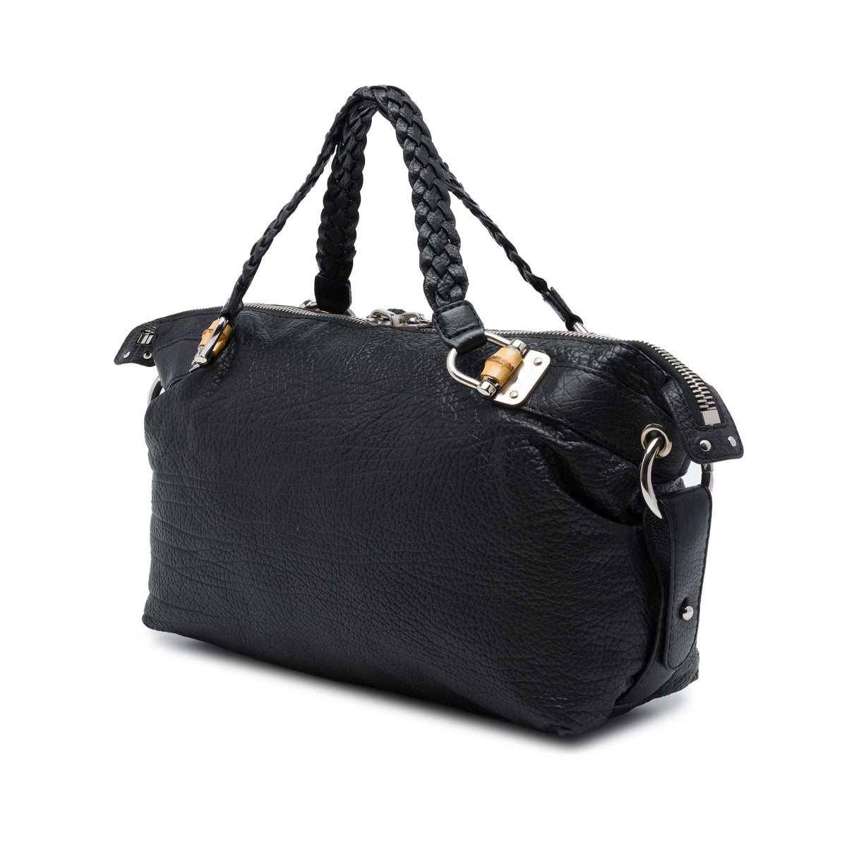 Gucci Medium Calfskin Bamboo Bar Tote — Black
